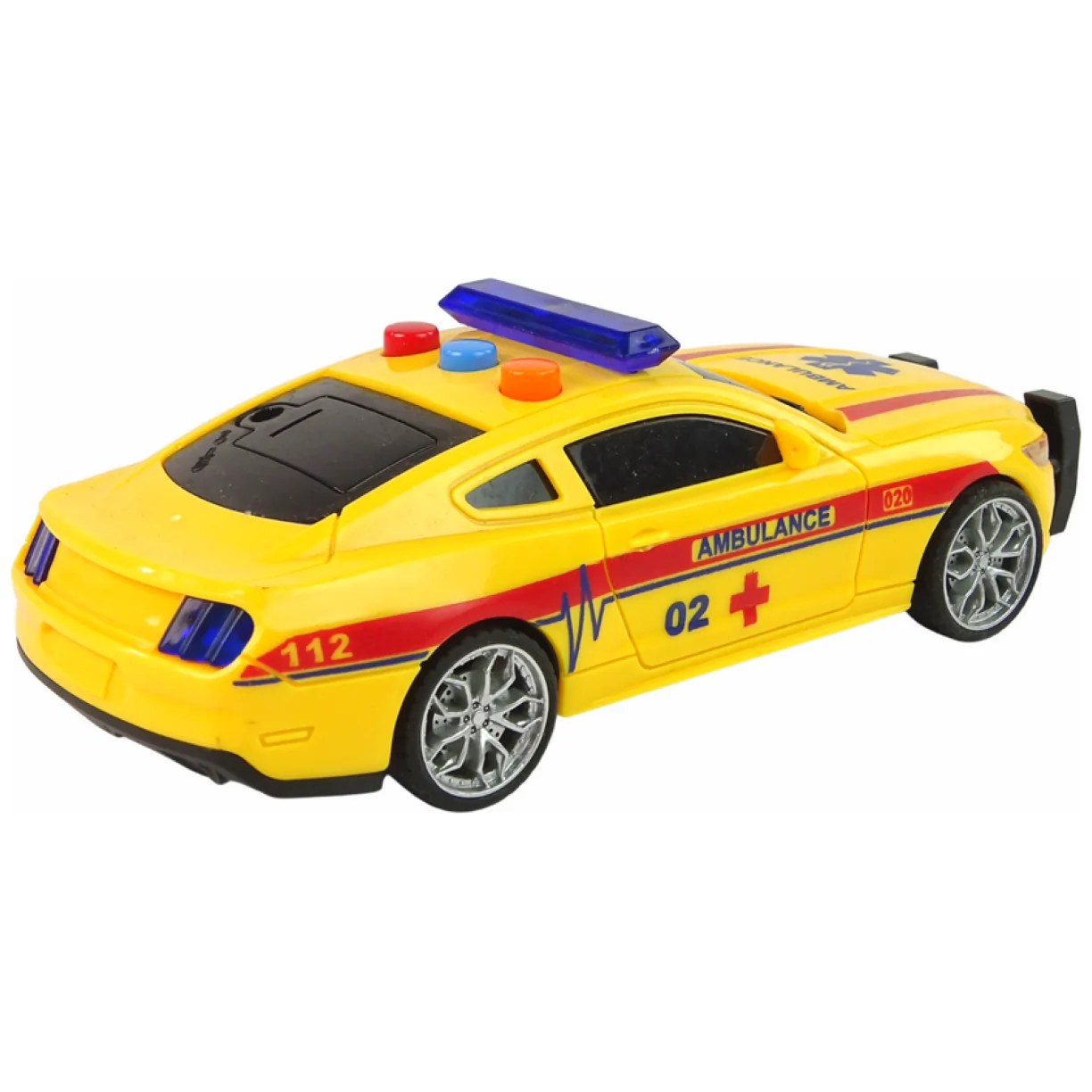 Sportowe Auto Ambulans Światła Dźwięk Żółty Napęd - obrazek 3