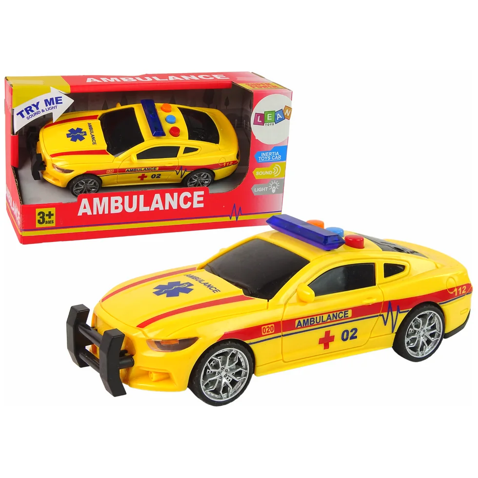 Sportowe Auto Ambulans Światła Dźwięk Żółty Napęd