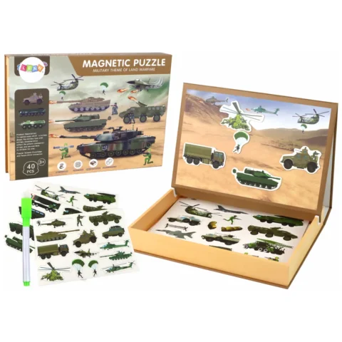Zestaw Edukacyjnych Puzzli Magnetycznych Z Motywem Wojny Lądowej