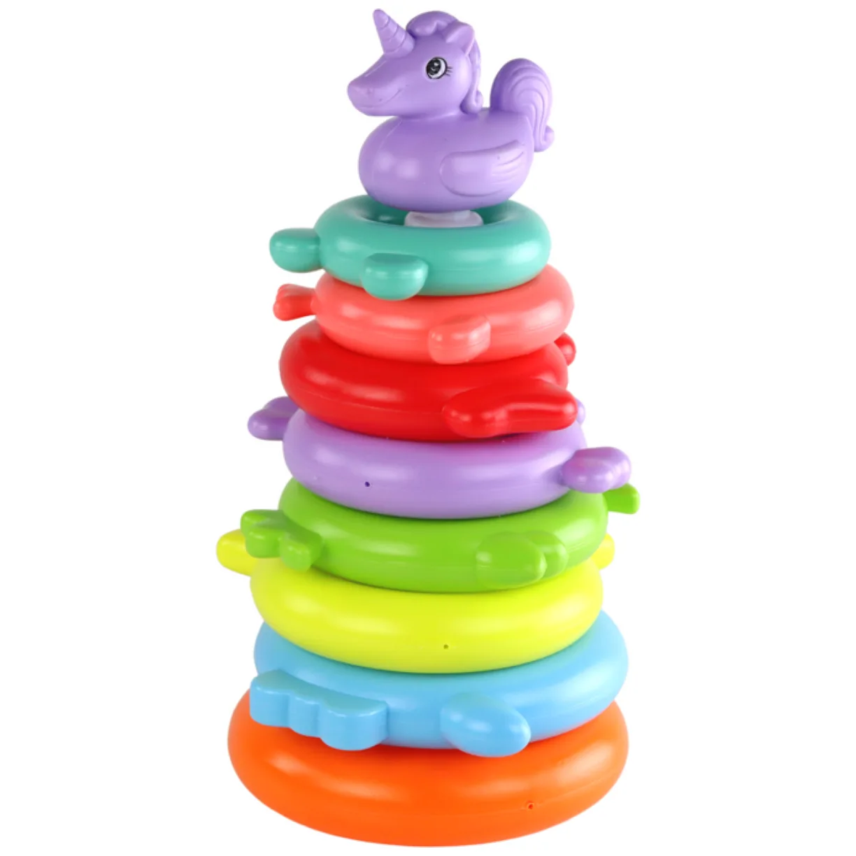 Piramidka Jednorożec Układanka 8 Kółek Kolorowa 29cm x 14cm x 14cm - obrazek 3
