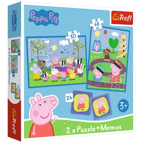 Puzzle + MEMOS - 2w1 (30,48) - Radosne chwile z Świnką Peppą - Trefl 93331