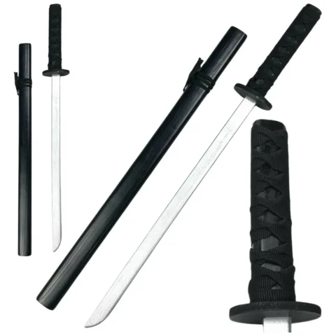 Drewniana Katana Miecz Do Zabawy Treningu Rekwizyt Czarny 70cm