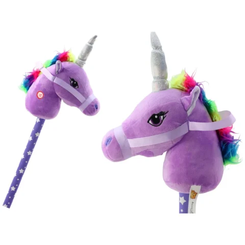 Pluszowa Głowa Jednorożca Na Kiju Hobby Horse Jednorożec Fioletowy Dźwięki