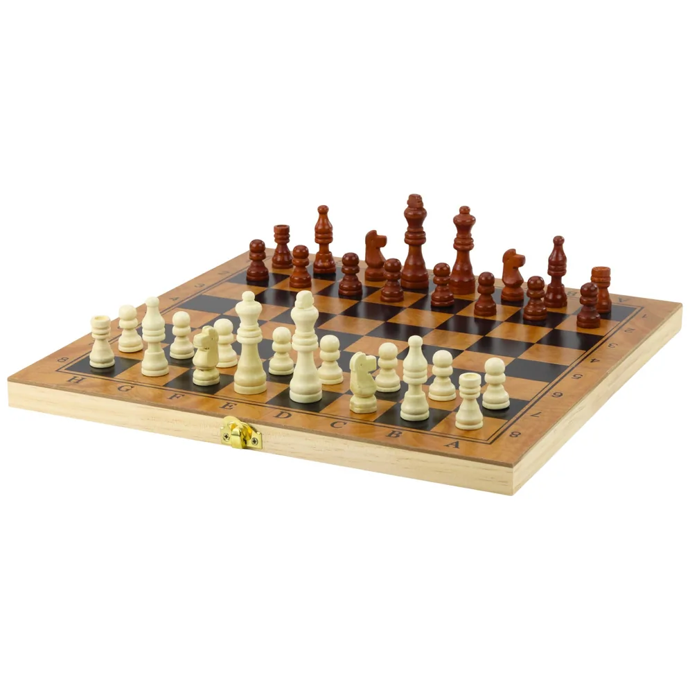 Klasyczna Gra Logiczna 3w1 Szachy Warcaby Backgammon Drewniane - obrazek 2