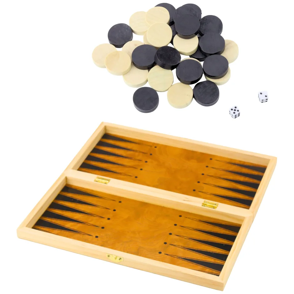 Klasyczna Gra Logiczna 3w1 Szachy Warcaby Backgammon Drewniane - obrazek 3