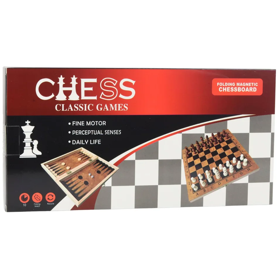 Klasyczna Gra Logiczna 3w1 Szachy Warcaby Backgammon Drewniane - obrazek 5