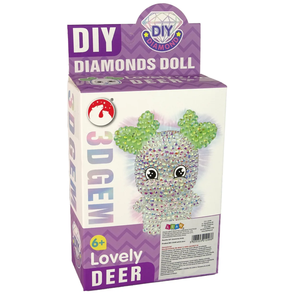 Zestaw DIY Diamentowy Renifer DIY Kryształki Brelok 3D Biały - obrazek 4