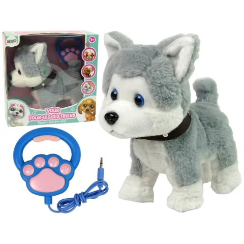 Pluszowy Piesek Husky Interaktywny Edukacyjny Smycz Piosenki Chodzi