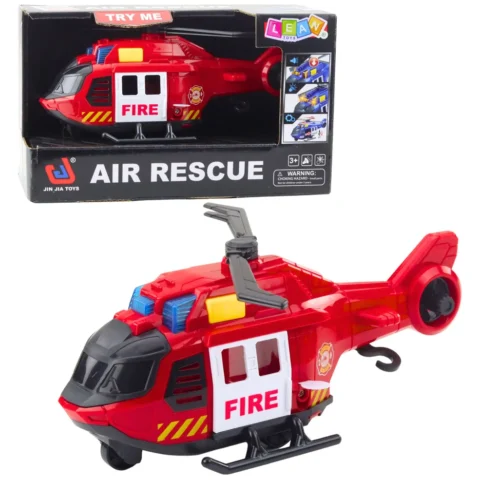 Helikopter Strażacki Z Dźwigiem Światła Dźwięki Czerwony