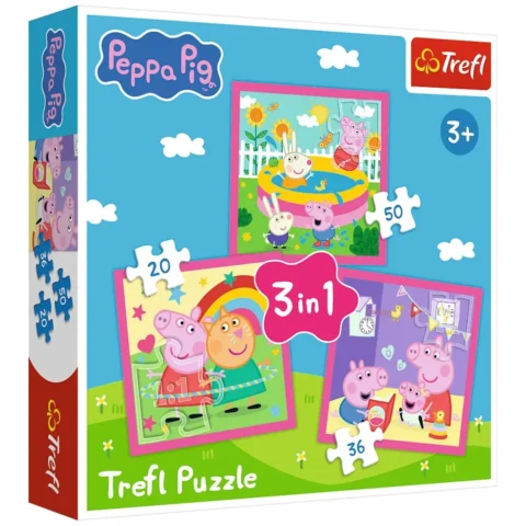 Puzzle - 3w1 (20, 36, 60) - Peppa i przyjaciele - Świnka Peppa - Trefl 34873