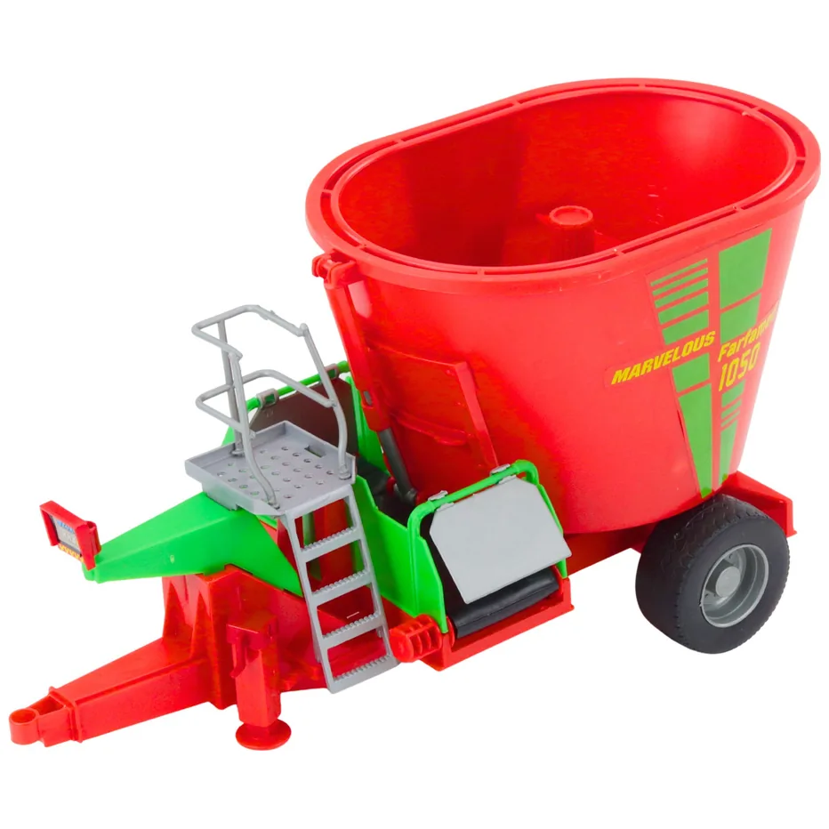 Traktor Rolniczy Farmerski Z Przyczepą Mieszalnik Paszy Czerwony 60cm - obrazek 4