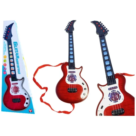 Gitara Elektryczna Instrument Dla Dzieci Światła Melodie Czerwona