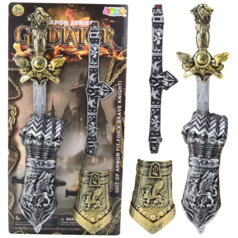 Zestaw Rycerski Gladiator Miecz Ochraniacze Pas Zdobione