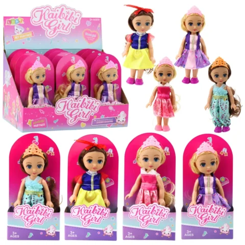 Mini Laleczka Księżniczka Korona Zdobiona Sukienka 17cm Mix