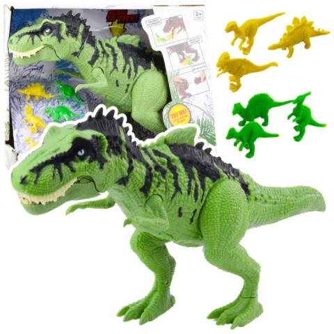 Zestaw Dinozaur Z Małymi Figurki Ruchomy Dźwięki Zielony