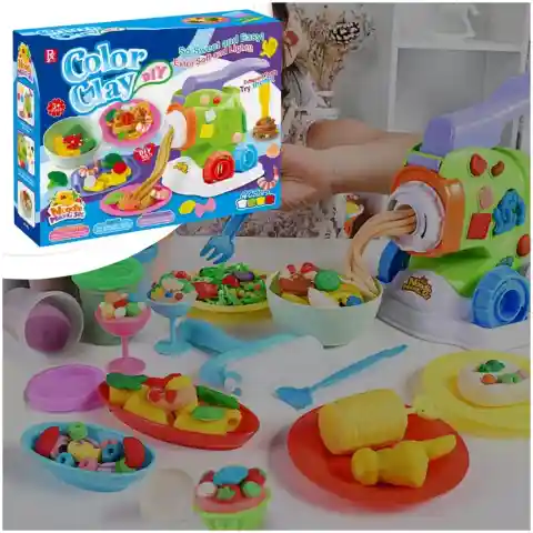 CIASTOLINA MAKARONOWA MASZYNKA ZESTAW KREATYWNY DLA DZIECI NA PREZENT Szerokość produktu: 30 cm