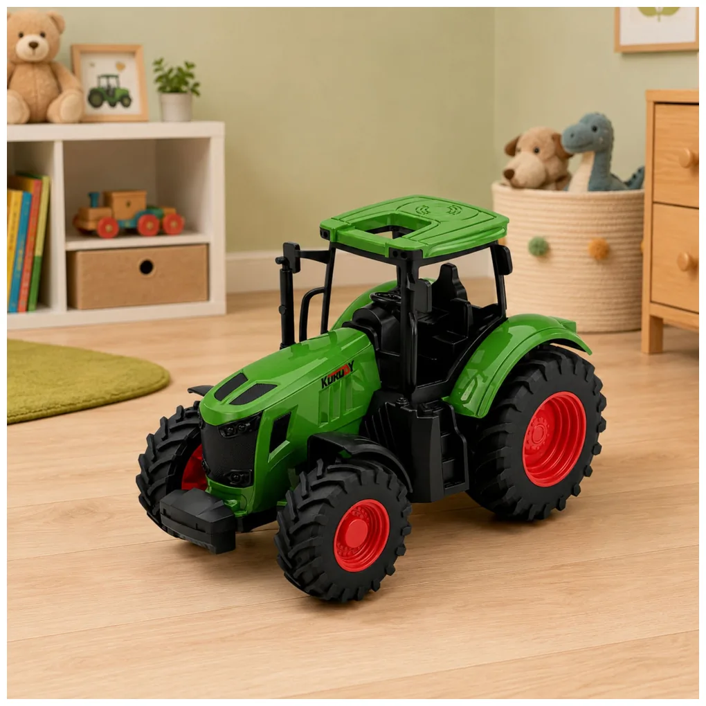 Traktor Rolniczy Farmerski Gospodarski Gumowe Koła Zielony 1:24 - obrazek 3