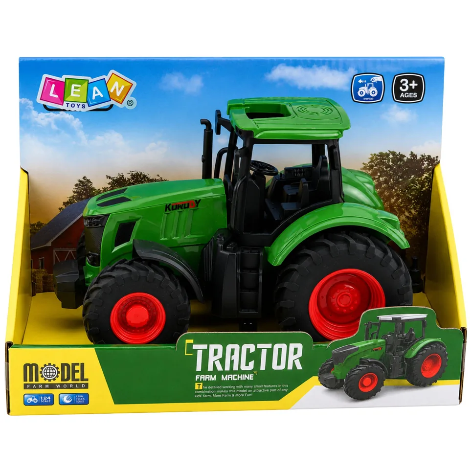 Traktor Rolniczy Farmerski Gospodarski Gumowe Koła Zielony 1:24 - obrazek 5