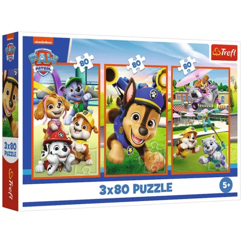 Puzzle - 3x80 - Psia zgraja - Psi Patrol - Trefl 34886