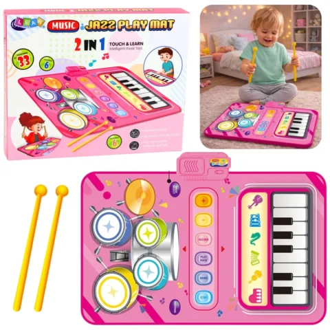 Interaktywna Mata Muzyczna Taneczna Edukacyjna Perkusja Pianinko 2w1