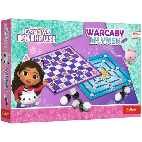 Gra planszowa Warcaby i Młynek Koci Domek Gabi Trefl 02800