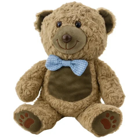 Pluszowa Maskotka Przytulanka Miś Niebieska Mucha Jasnobrązowy 30cm