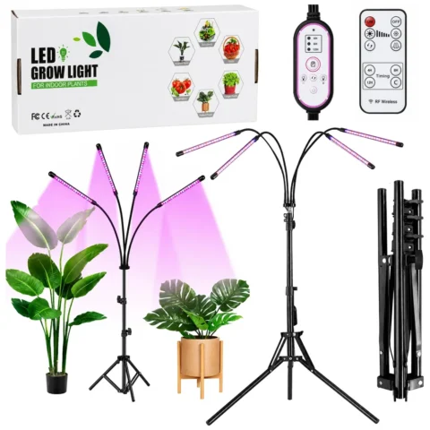 Lampa LED Do Wzrostu Uprawy I Doświetlania Roślin Statyw 4 Panele Pilot