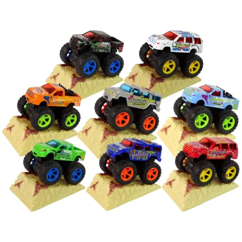 Auto Resorak Z Naciągiem Monster Truck Big Foot Gumowe Opony Rampa
