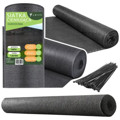 Siatka Cieniująca Na Ogrodzenie Płot Maskująca Szara 1.5M 10M 140g/m²