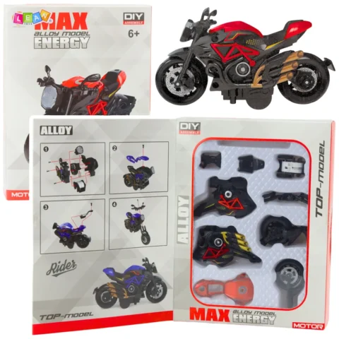 Motocykl Do Składania Skręcania Metal 1:14 DIY Czarno-Czerwony