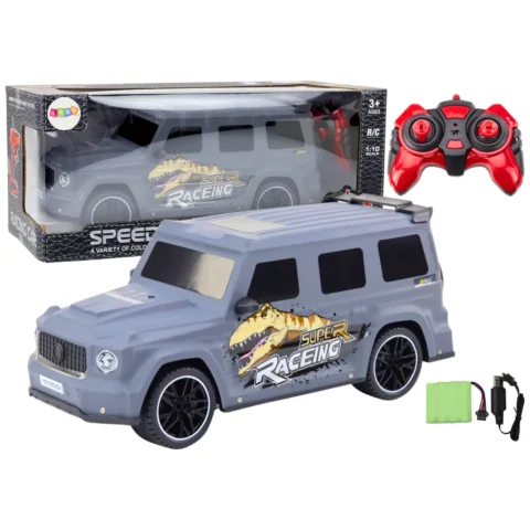 Auto Zdalnie Sterowane RC z Dinozaurem w Skali 1:10 Szare