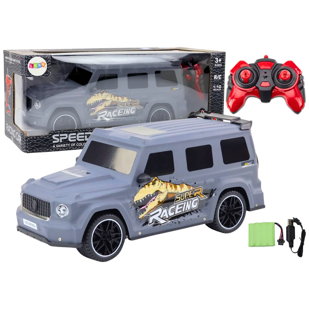 Auto Zdalnie Sterowane RC z Dinozaurem w Skali 1:10 Szare
