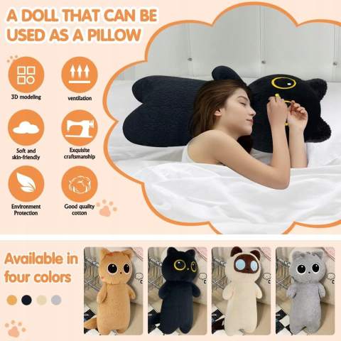 MASKOTKA PLUSZAK PODUSZKA KOT CZARNY DŁUGI 70 cm Marka: DooSell