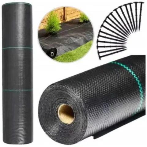 Agrotkanina Czarna 100 cm x50m UV 70g Antychwastowa Agrowłóknina + Kotwy