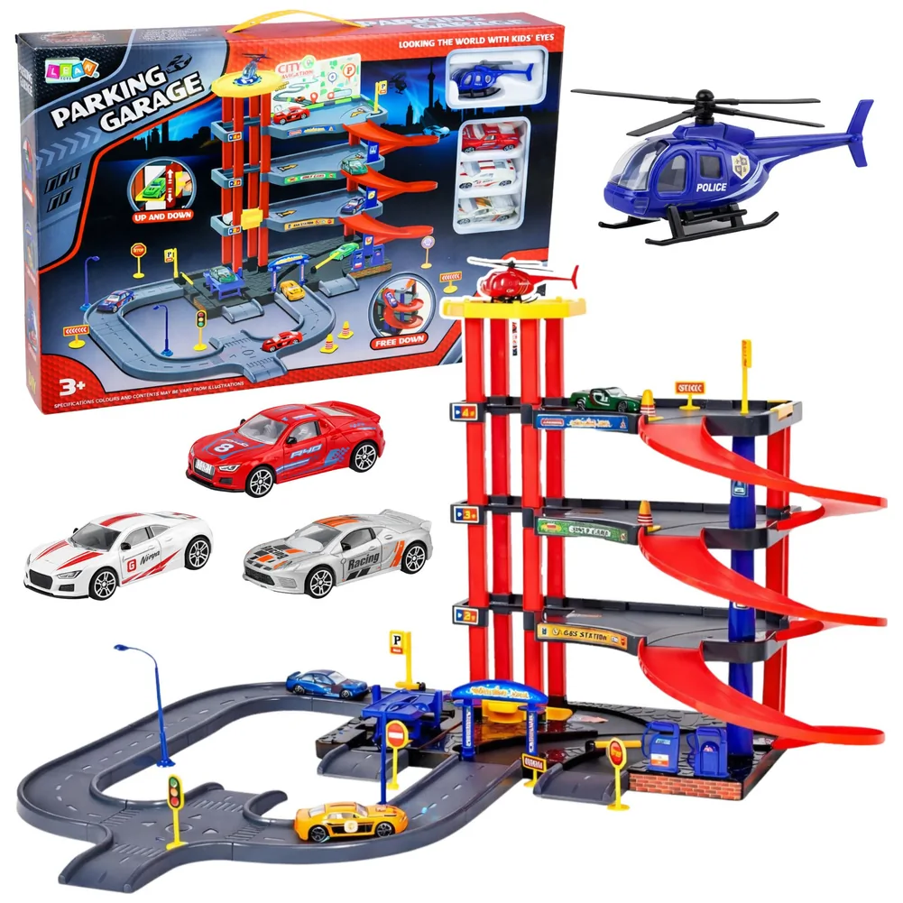 Parking Wielopoziomowy 4 Poziomy Z Windą Helikopter Autka 70 el.