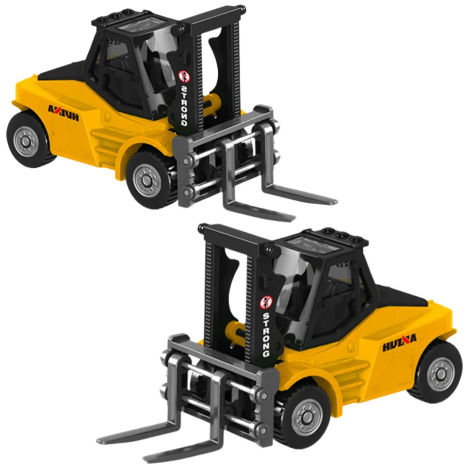 Wózek Widłowy Metalowy Model Kolekcjonerski Huina Żółty 1:80 - obrazek 2