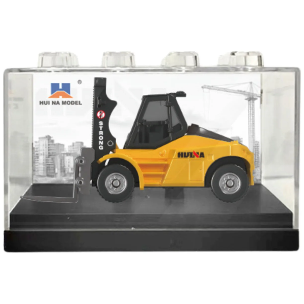 Wózek Widłowy Metalowy Model Kolekcjonerski Huina Żółty 1:80 - obrazek 3