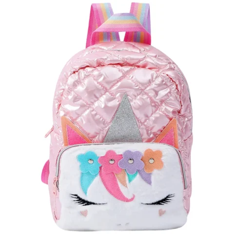 Plecak Dziecięcy Szkolny Pikowany Jednorożec Różowy 32cm