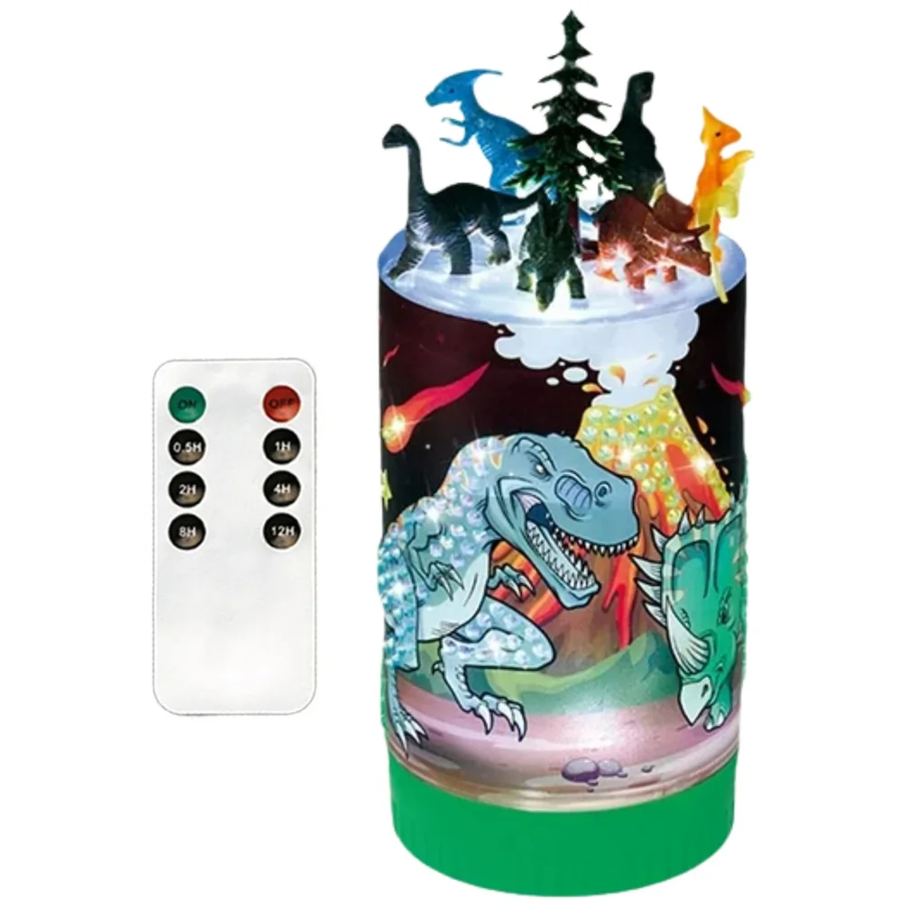 Zestaw Kreatywny Dinozaury W Słoiku Diamenty Lampka Nocna Pilot DIY - obrazek 2