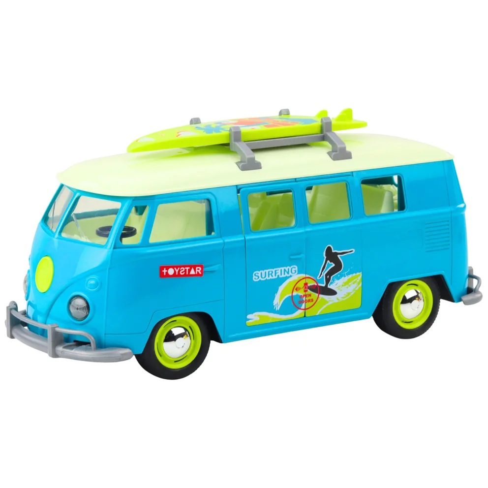 Samochód Surfer Van Bus Deska Surfingowa Światła Dźwięki Turkusowy - obrazek 2