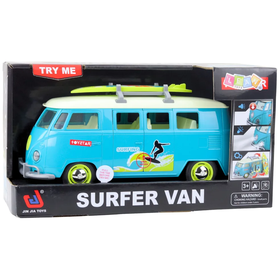 Samochód Surfer Van Bus Deska Surfingowa Światła Dźwięki Turkusowy - obrazek 3