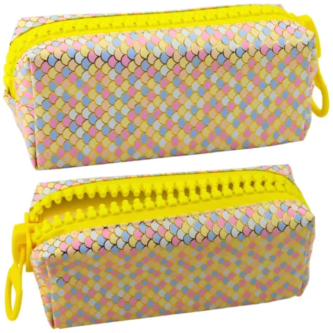 Piórnik Szkolny Organizer Wzór Łusek Syrenich Duży Suwak Kolorowy 21x8cm