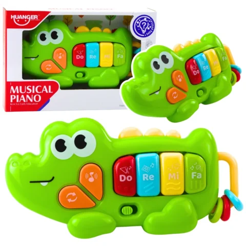 Muzyczne Pianinko Interaktywne Dla Malucha Krokodyl Koraliki Zielony