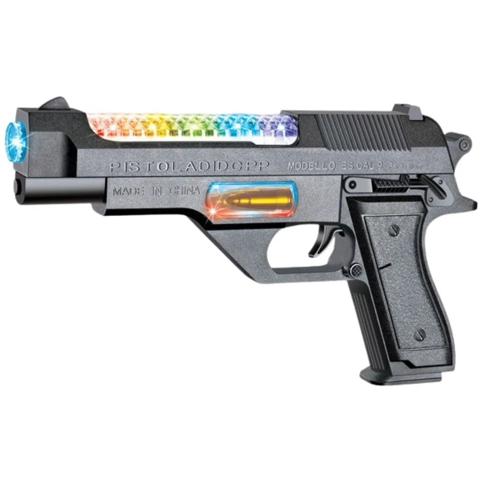 Broń Pistolet Na Baterie Kolorowe Światła Dźwięki 24cm - obrazek 2