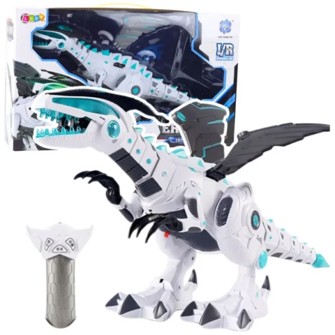 Robot Dinozaur Ze Skrzydłami Zdalnie Sterowany RC Światła Dźwięki Biały