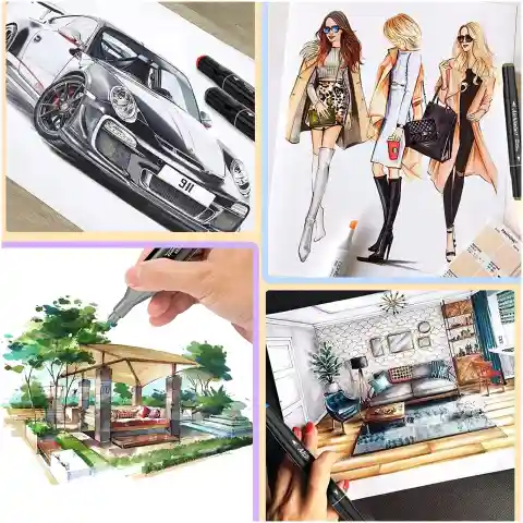 MARKERY ALKOHOLOWE 168 SZT Flamastry Mazaki Pisaki Dwustronne Pro + TORBA