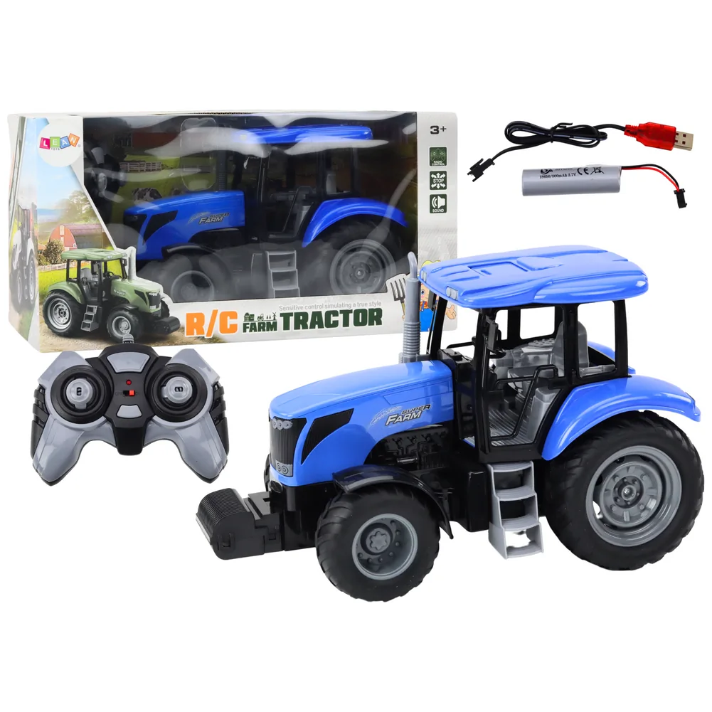 Traktor Zdalnie Sterowany RC 2.4G Dźwięki Niebieski