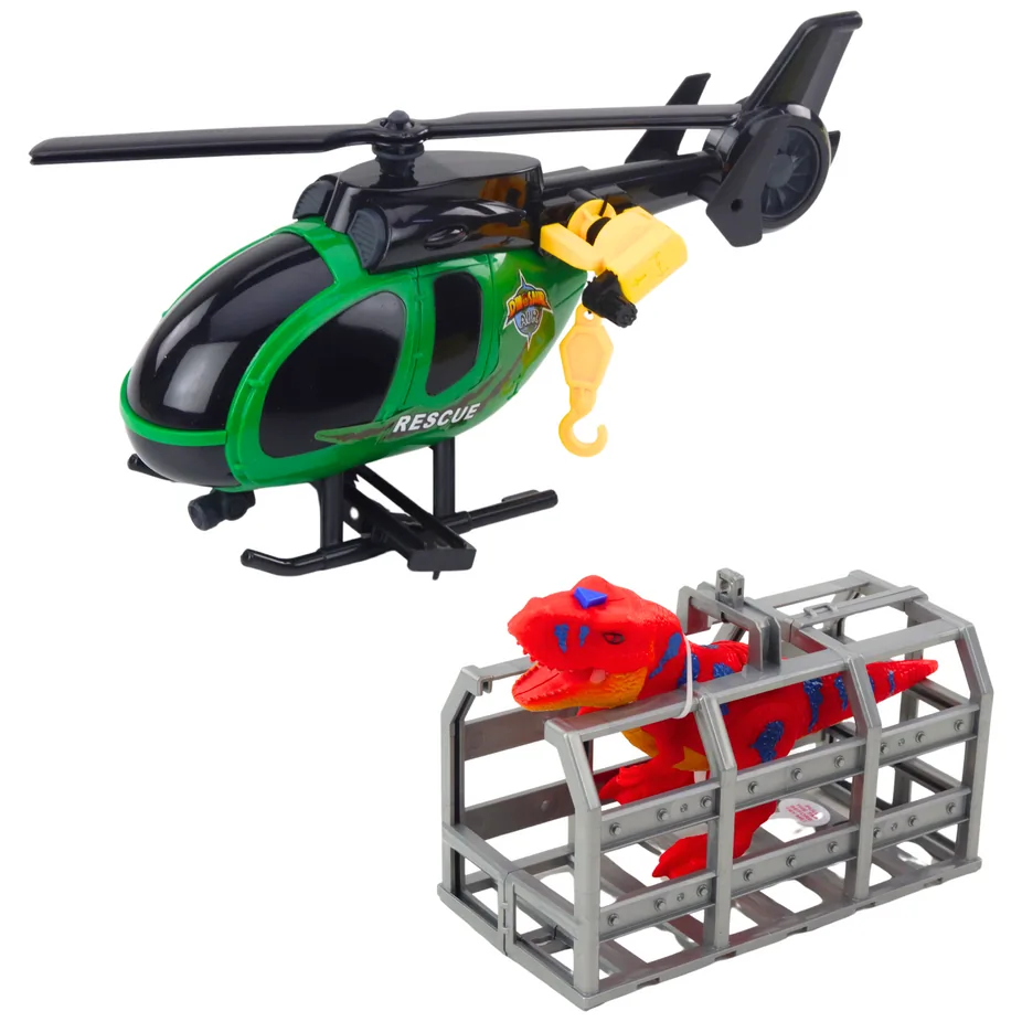 Zestaw Ratowniczy Ciężarówka Helikopter Samochód Dinozaur Światła Dźwięki - obrazek 4