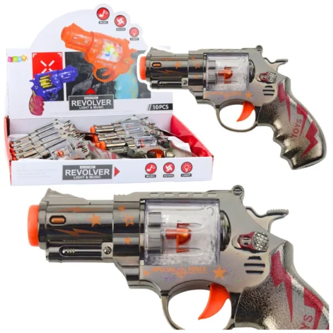 Pistolet Zabawkowy Rewolwer Magazynek Z Kulkami Światła Dźwięki