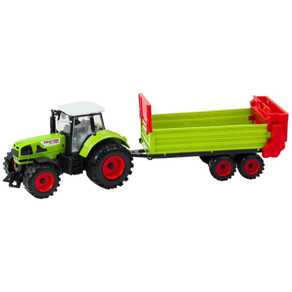 Traktor Z Przyczepką Napęd Frykcyjny Otwierana Maska Drzwi Zielony - obrazek 2